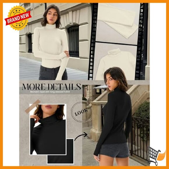 3 Pack Slim Fit Turtleneck Tops Lightweight Stretch Base Layer Tees - Picture 5 of 8